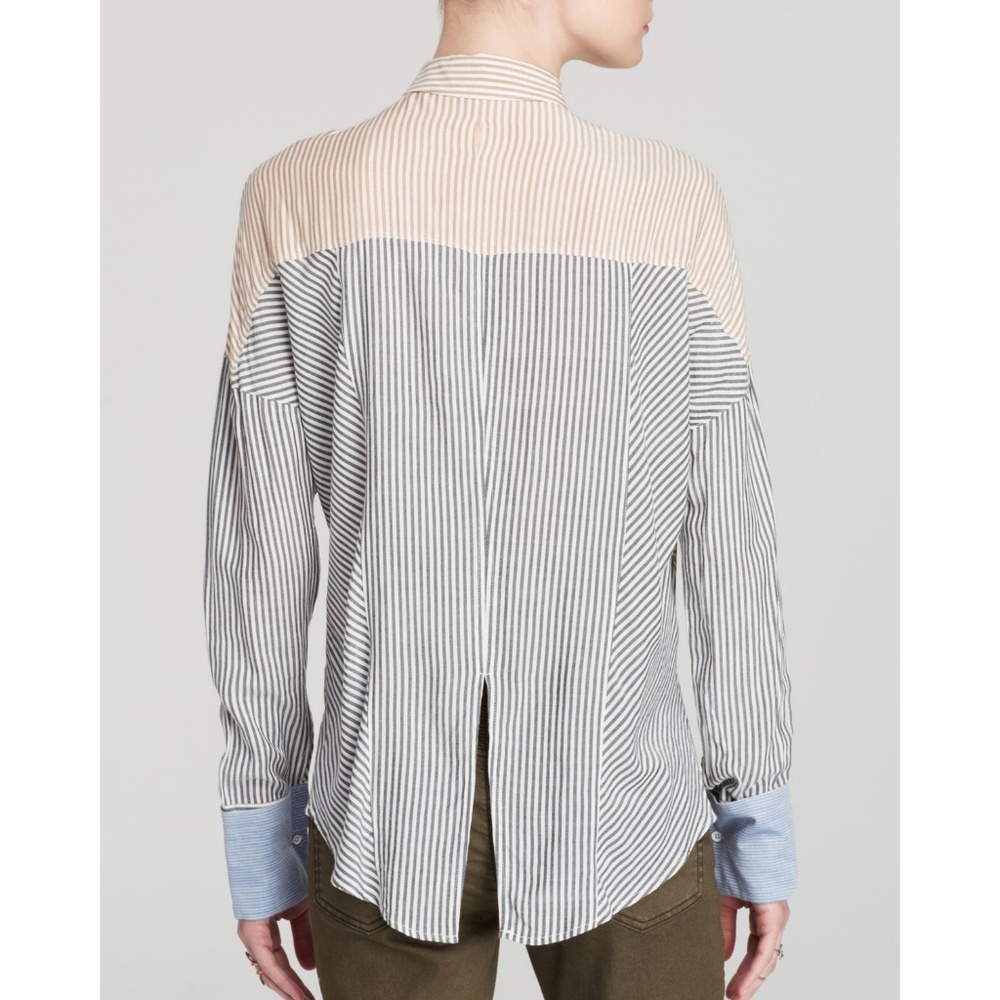 *SOLD* Free People Medium Stripe Button Down Shirt - Picture 2 of 5